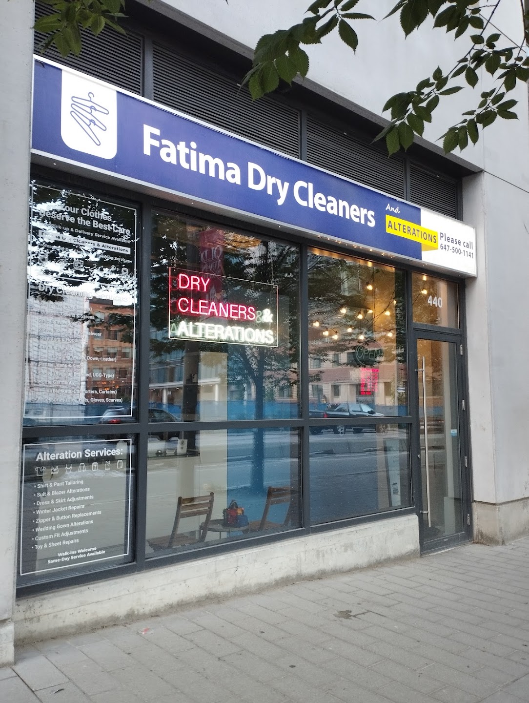 Fatima Dry Cleaners & Alterations storefront at 440 Adelaide St E, Toronto